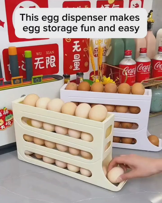 4-Tier Rolling Egg Storage Rack (Holds 30 Eggs)